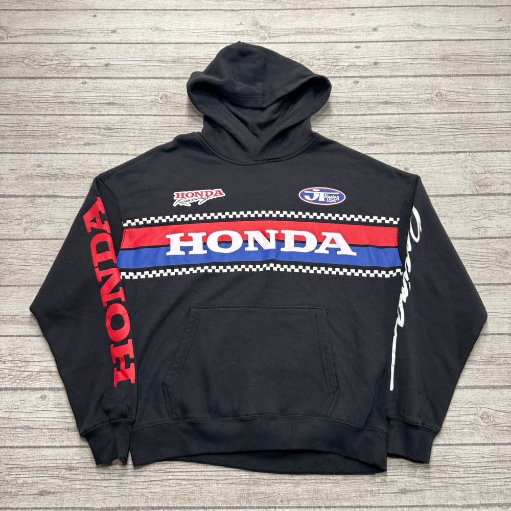 Honda Racing JT Hoodie Men's Large Black Loose Fit Pullover Motocross Streetwear